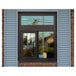 A bronze Ready Access drive-thru window with Solarban 70XL tempered glass and a transom above it.