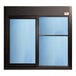 A black rectangular Ready Access drive-thru window with blue glass.