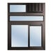 A black rectangular Ready Access drive-thru window with two panes and a vent.