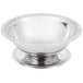 A close up of a Vollrath stainless steel sherbet dish on a stand.