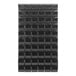 A Quantum gray steel louvered panel with black bins attached.