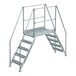 A Vestil galvanized steel crossover ladder with handrails and steps.