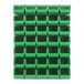 A Quantum louvered panel with green bins hanging on it.