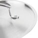 A stainless steel Vollrath Miramar low dome lid with a metal handle.