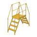 A yellow metal ladder with metal bars.