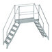 A Vestil galvanized steel crossover ladder with handrails and steps.