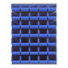 A Quantum louvered panel with blue bins attached.