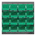A Quantum gray steel louvered panel with green bins.