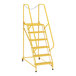 A yellow Vestil maintenance ladder with perforated steps.