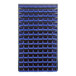 A gray Quantum steel louvered panel with blue bins.