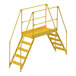 A yellow steel ladder with metal bars.