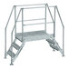 A Vestil galvanized steel crossover ladder with 3 steps and metal bars.