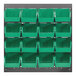 A Quantum gray steel louvered panel with green plastic bins.