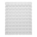 A white Quantum louvered panel with clear plastic bins on it.