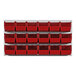 A Quantum oyster white louvered panel with red bins on a white background.
