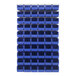 A Quantum white steel louvered panel with blue plastic bins.