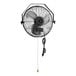 A black Boltic wall-mounted fan with a cord attached.