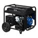 A black and blue Westinghouse portable generator with wheels.