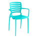 A Lancaster Table & Seating Sol Coastal Blue Resin Arm Chair with arms.