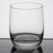 A close up of a Stolzle Weinland Rocks glass with clear glass and a clear rim.