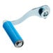 A blue and silver crank handle.