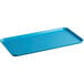 A blue rectangular Cambro market tray with a handle.