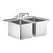 A Regency stainless steel double bowl drop-in sink with faucets.