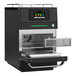 A burnt orange and stainless steel Pratica Fit Express high-speed oven with a window on the front.