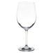 A close-up of a clear Stolzle Bordeaux wine glass with a stem.