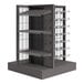 A Wanzl Wire Tech metal merchandiser with shelves and peg hooks.