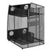 A black wire mesh Keurig K-Cup storage rack with four compartments.