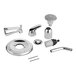 An American Standard chrome bath and shower valve kit with other parts on a white background.