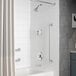 An American Standard Colony Pro bath and shower trim kit in a bathroom with a shower and bathtub.