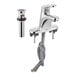 An American Standard single lever deck-mount faucet with grid drain in a chrome finish.