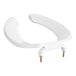 A white American Standard elongated commercial toilet seat with stainless steel check hinges.