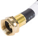 A T&S reinforced PVC hose with brass fittings.
