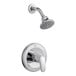 An American Standard Colony Pro shower head and faucet with double ceramic valve in white.