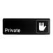 A black rectangular sign with white text that says "Private"