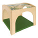 A Whitney Brothers wooden toddler reading retreat with green floor mat.