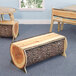 A Whitney Brothers log bench with a wood grain pattern.