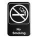 A black and white Lavex no smoking sign with the words "no smoking" and a no smoking symbol.