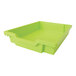A lime green plastic tray with two compartments.
