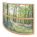 A Whitney Brothers curved wooden divider panel with a nature scene including trees and flowers.