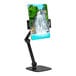 A black Kantek tablet / phone stand on a white background.