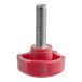 A red plastic knob with a screw.