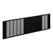 A black metal back grille panel with a grid pattern.