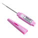 A purple digital pocket probe thermometer with a protective cover.