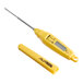 A yellow digital pocket probe thermometer with a protective cover.