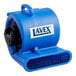 A blue Lavex air mover with a white label.