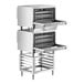 A stainless steel Cooking Performance Group double stacked convection oven with shelves.